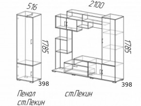 Гостиная Пекин с пеналом Ясень Шимо в Касли - kasli.magazinmebel.ru | фото - изображение 2