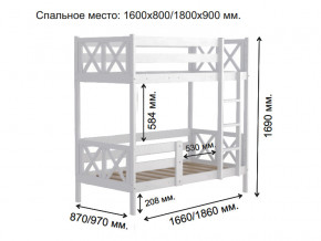 Кровать 2-х ярусная Аист-2 Классика белый 1800х900 мм в Касли - kasli.magazinmebel.ru | фото - изображение 2