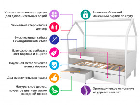 Кровать-домик мягкий Svogen с ящиками и бортиком белый в Касли - kasli.magazinmebel.ru | фото - изображение 8