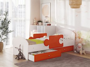 Кровать Мозаика с ящиком и бортиками на ламелях белый-оранж в Касли - kasli.magazinmebel.ru | фото
