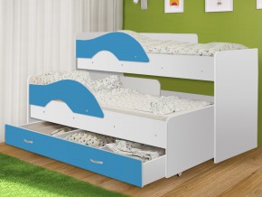 Кровать выкатная Радуга с ящиком 80х160 белая-голубой в Касли - kasli.magazinmebel.ru | фото